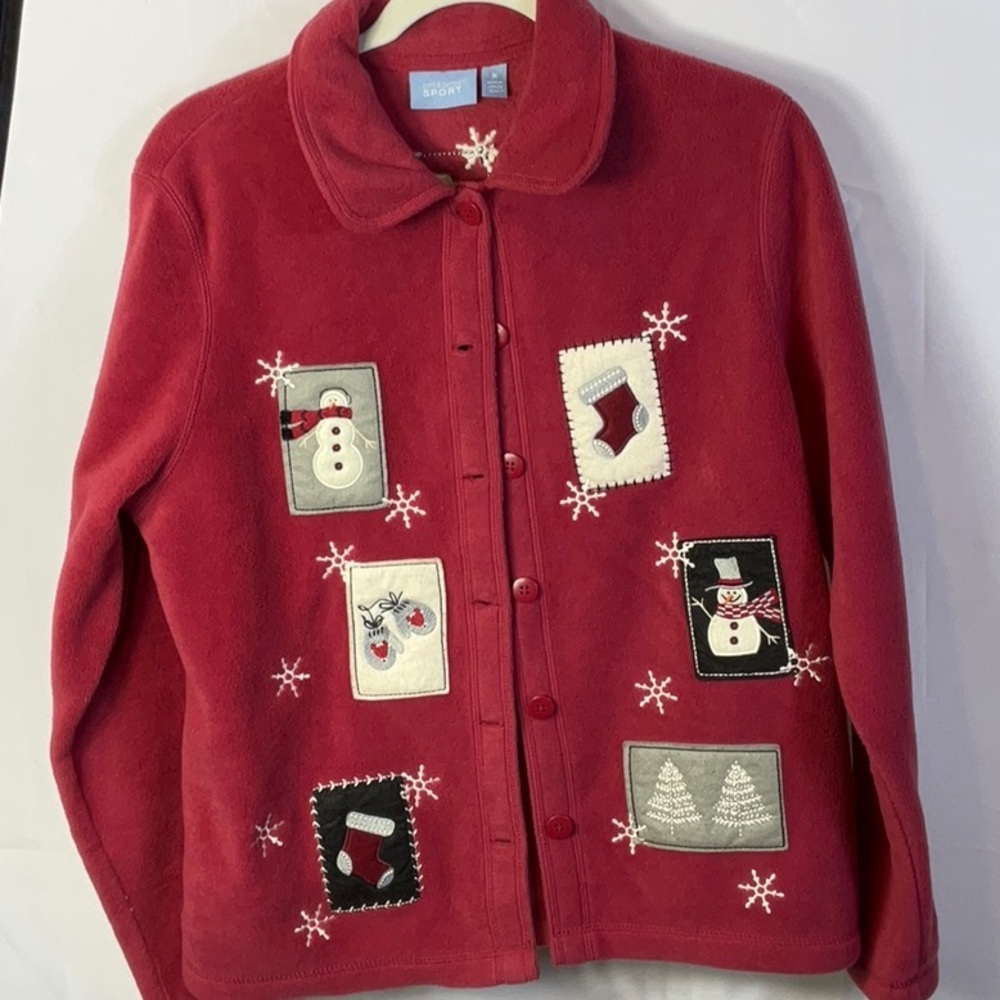 Croft & Borrow Red Button Up Festive Holiday Shacket Size Medium